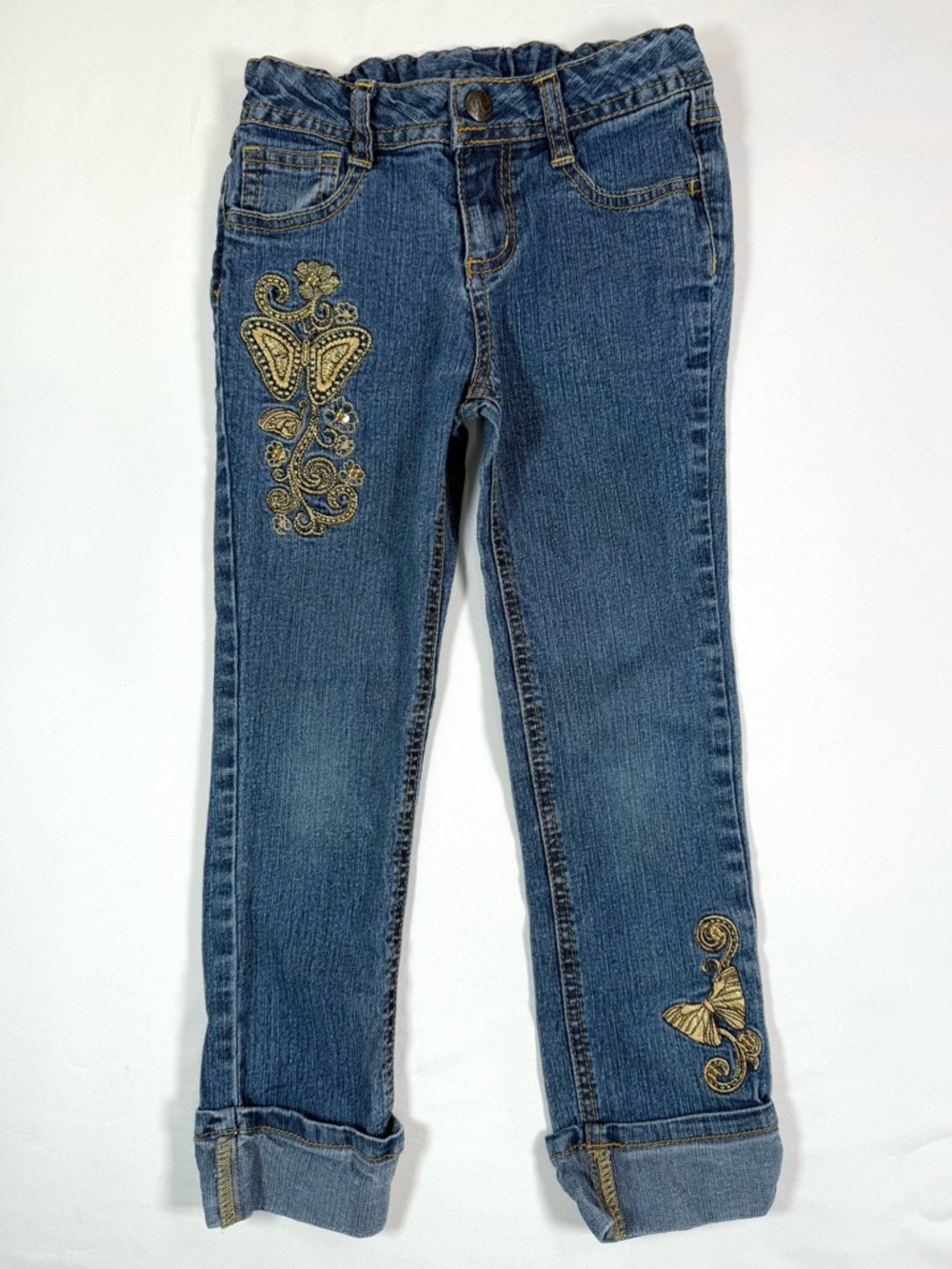 DISNEY x HANNAH MONTANA FOREVER Girls Butterfly Embroidered Jeans 6X Y2K Miley‎